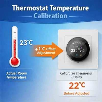 Hoe werkt de kalibratie van de kamerthermostaattemperatuur?